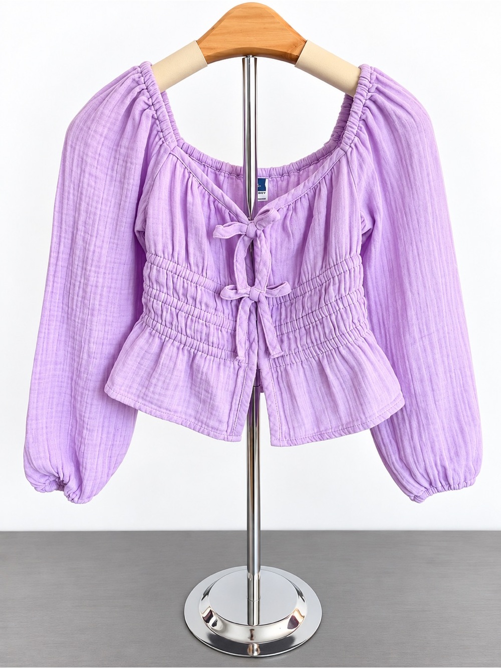 100% Cotton Old Navy Lavender Tie-Front Blouse (Size 5) Never Been Worn